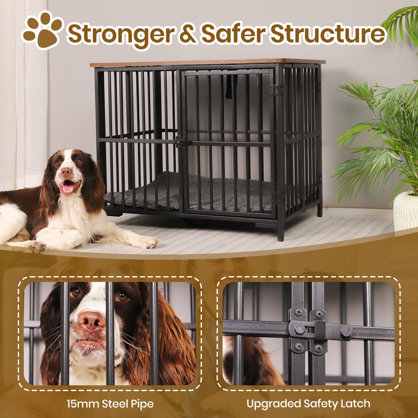 Foldable Dog Cage with Plush Mat