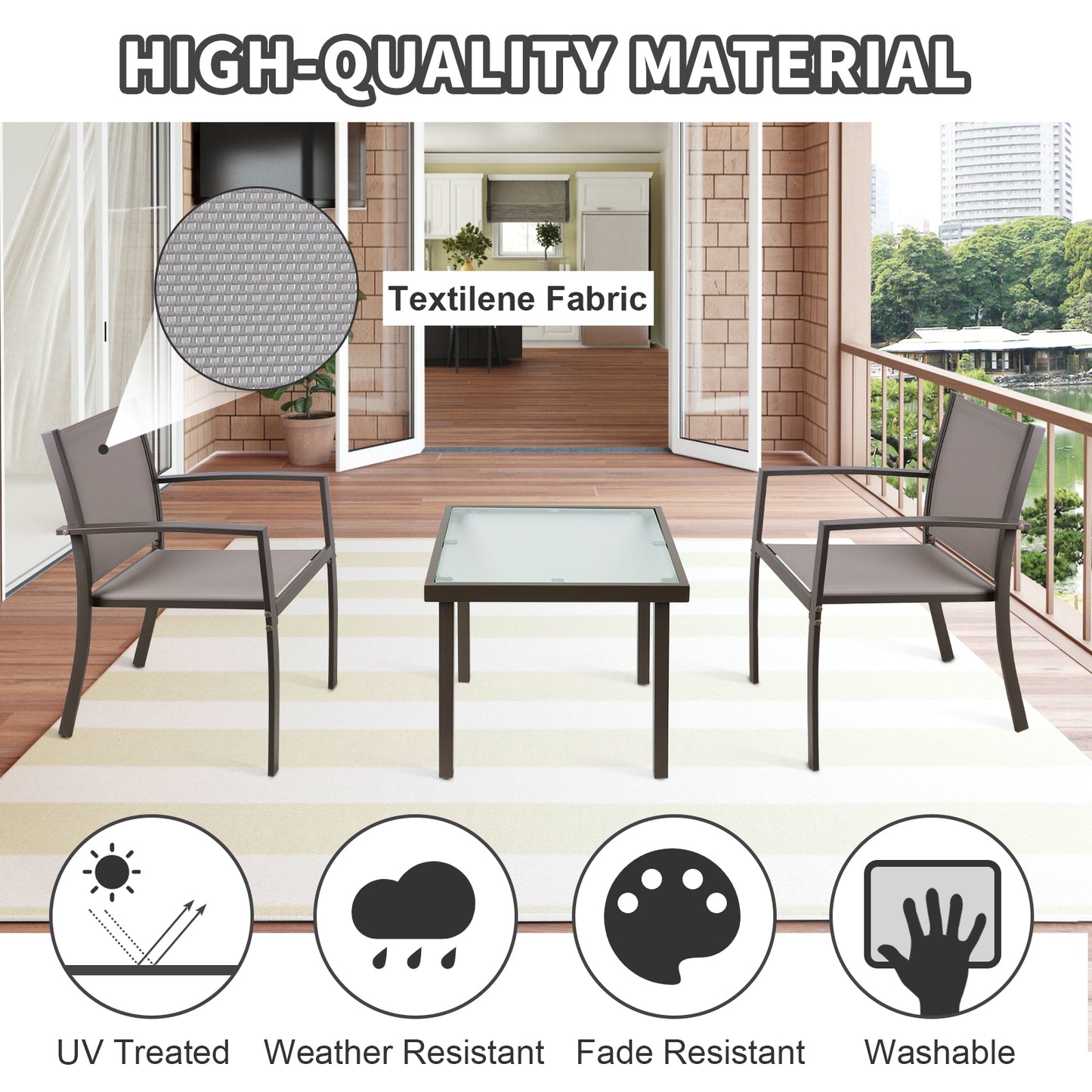 Garden Table and Chairs Set (3 pieces)