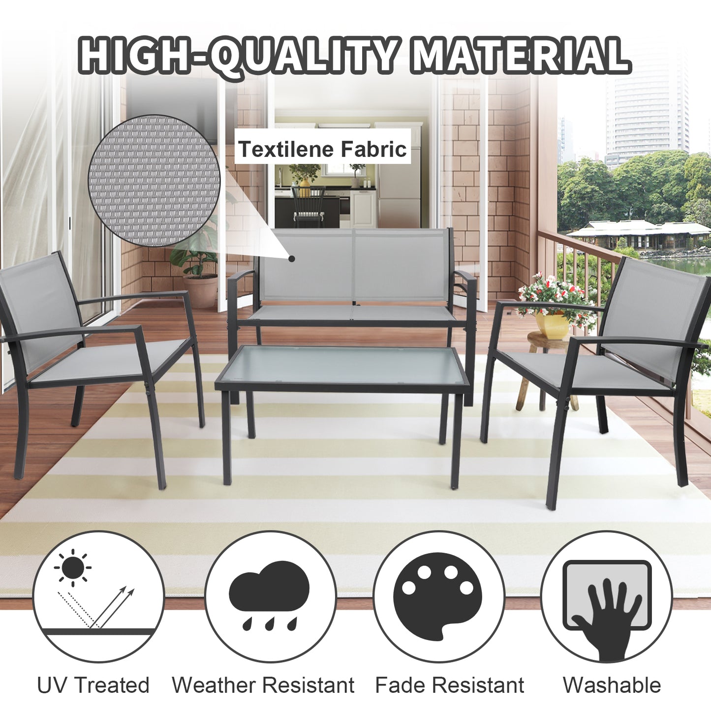 Garden Table and Chairs Set (4 pieces)