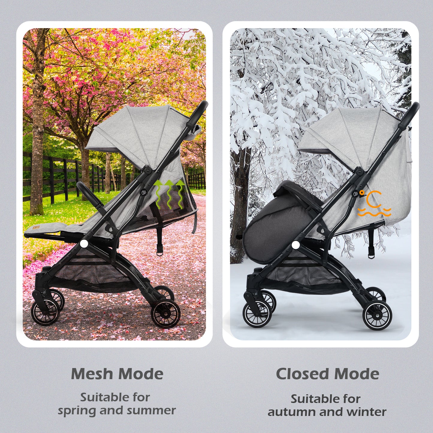 Lightweight Baby Pushchair with Footmuff