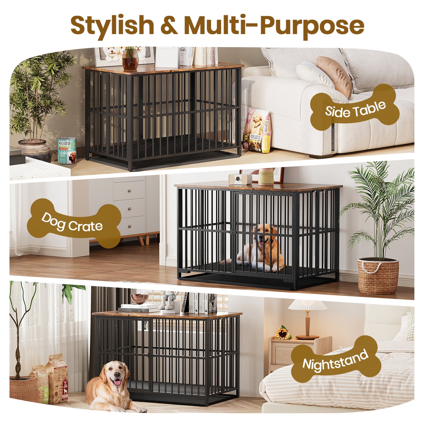 Foldable Large Dog Cage with Removable Tray