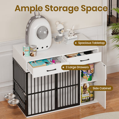 Large Wooden Dog Crate with Drawers