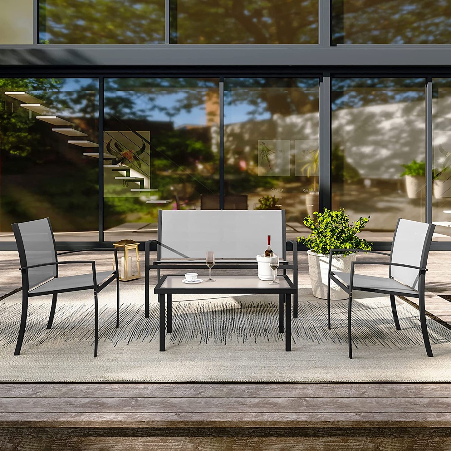 Garden Table and Chairs Set (4 pieces)