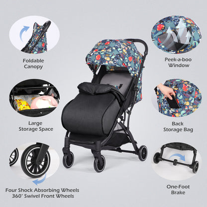 Lightweight Baby Pushchair with Footmuff