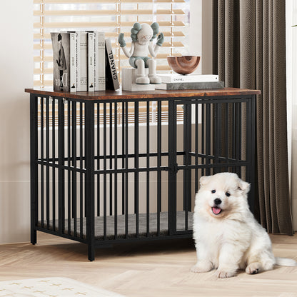 Foldable Dog Cage with Plush Mat