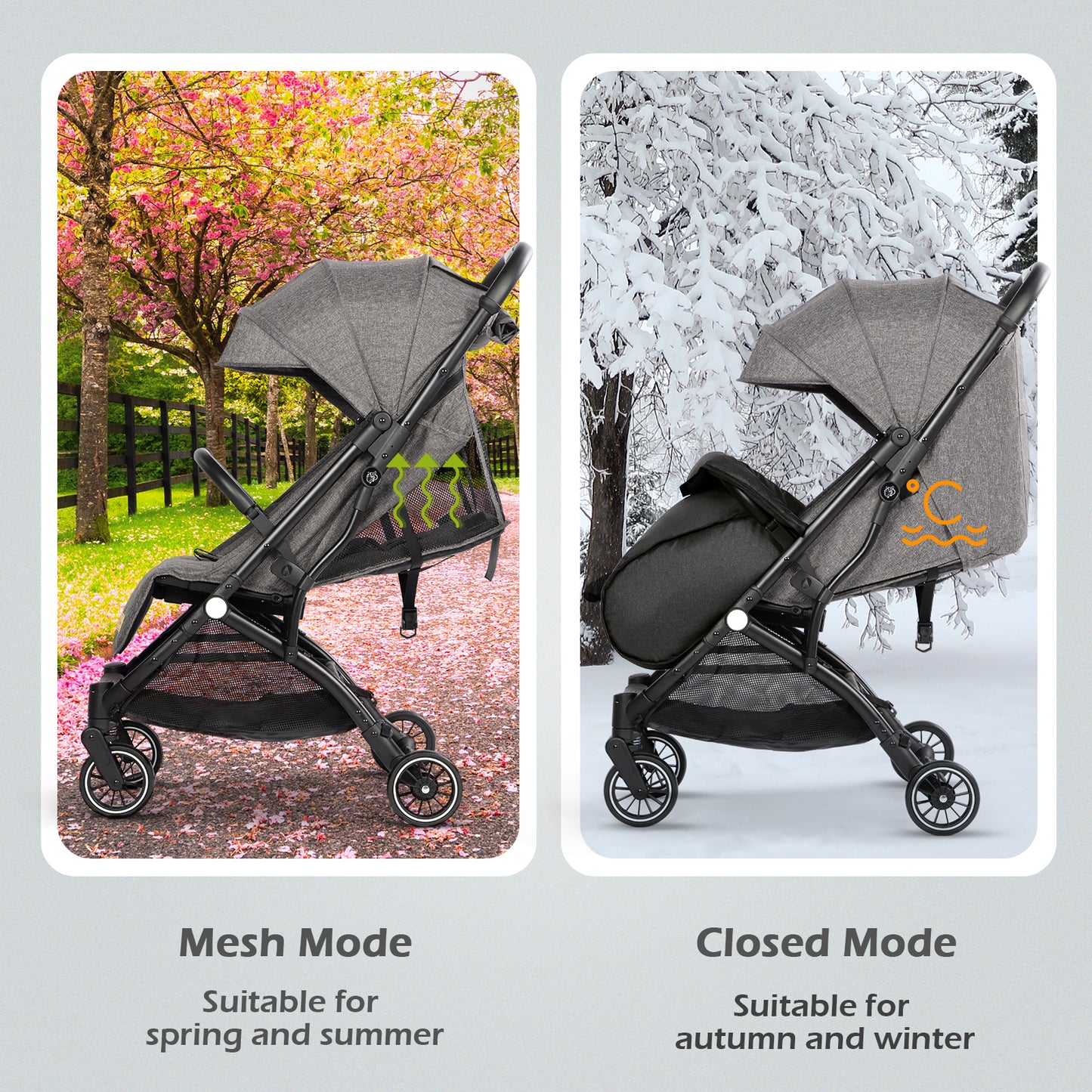 Lightweight Baby Pushchair with Footmuff