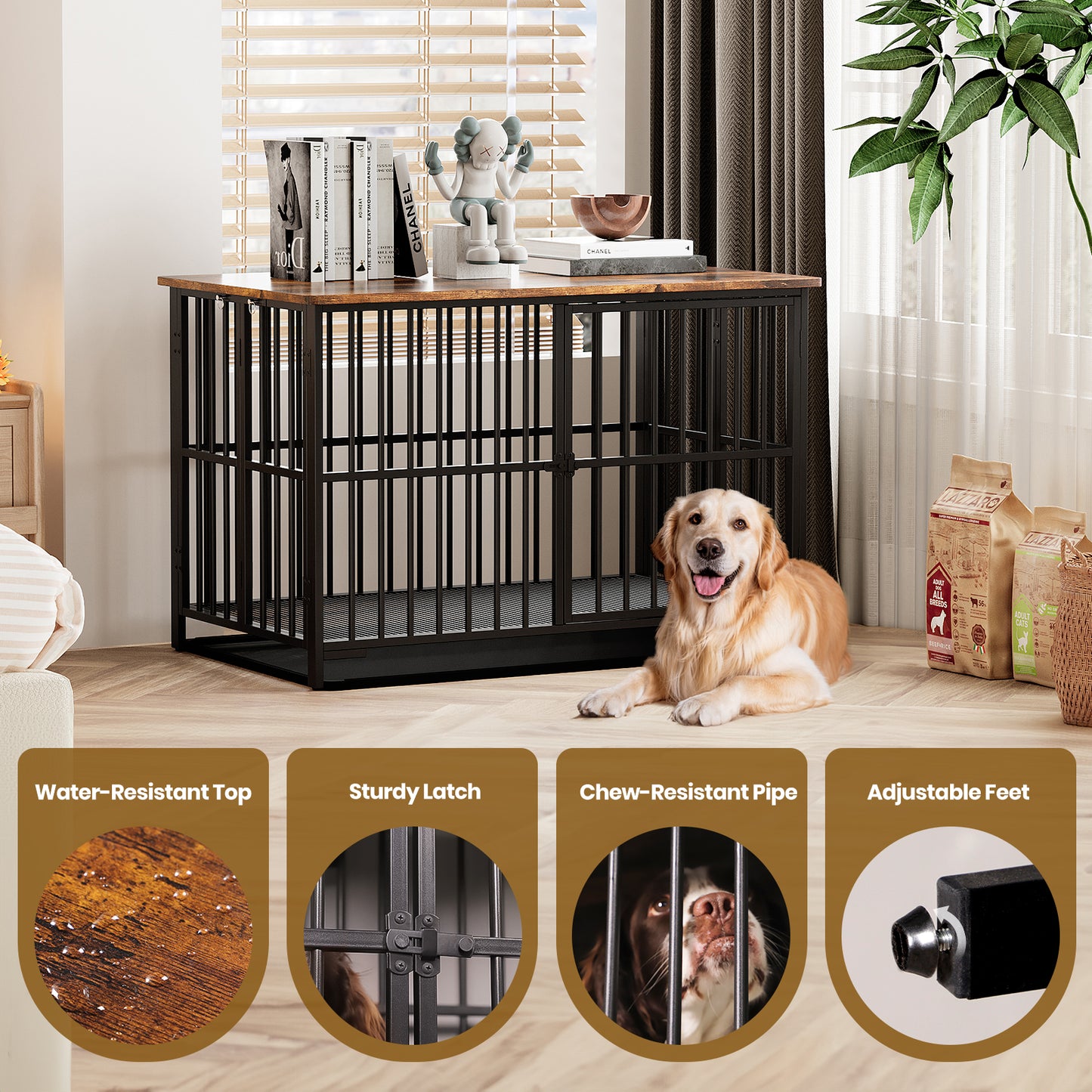 Foldable Large Dog Cage with Removable Tray