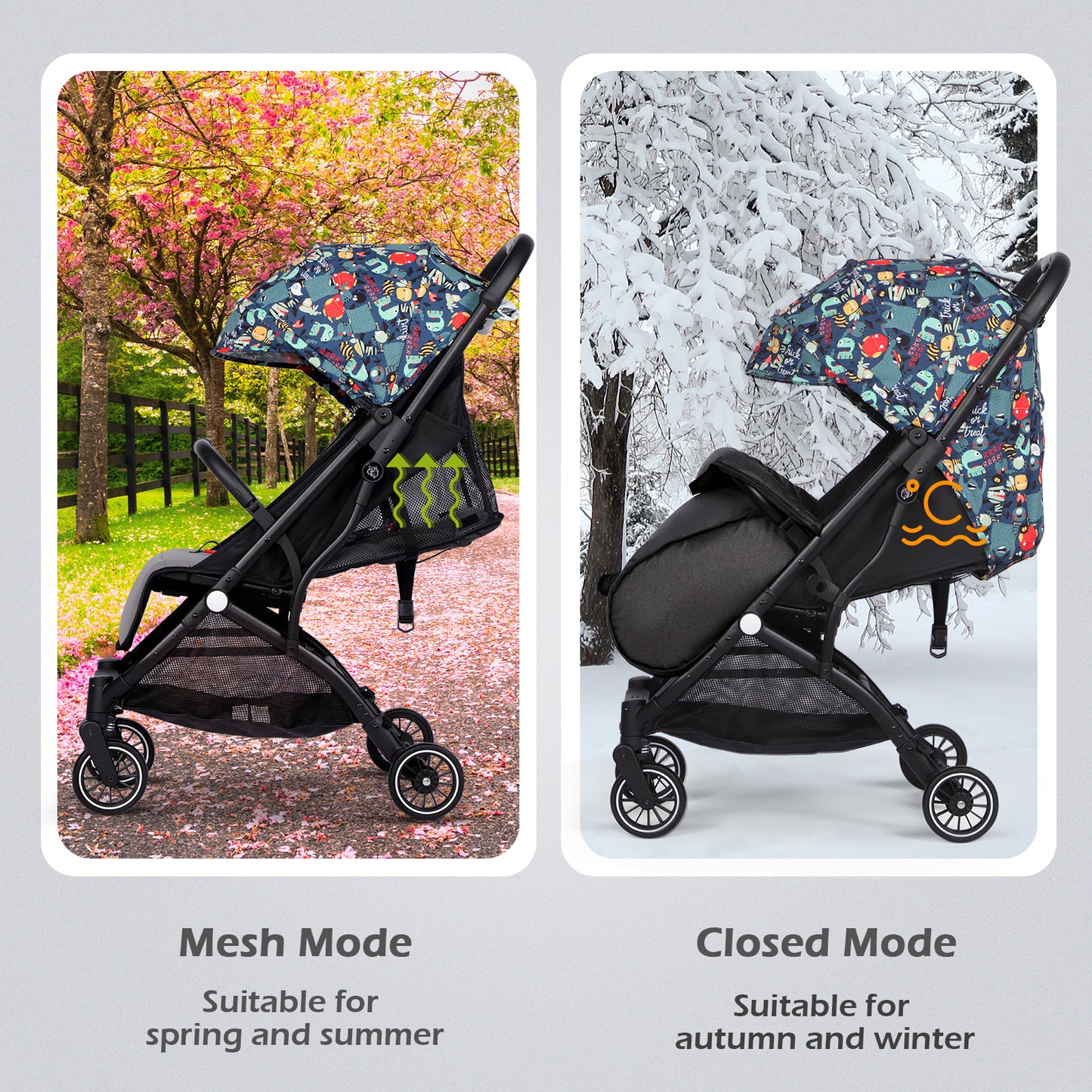 Lightweight Baby Pushchair with Footmuff