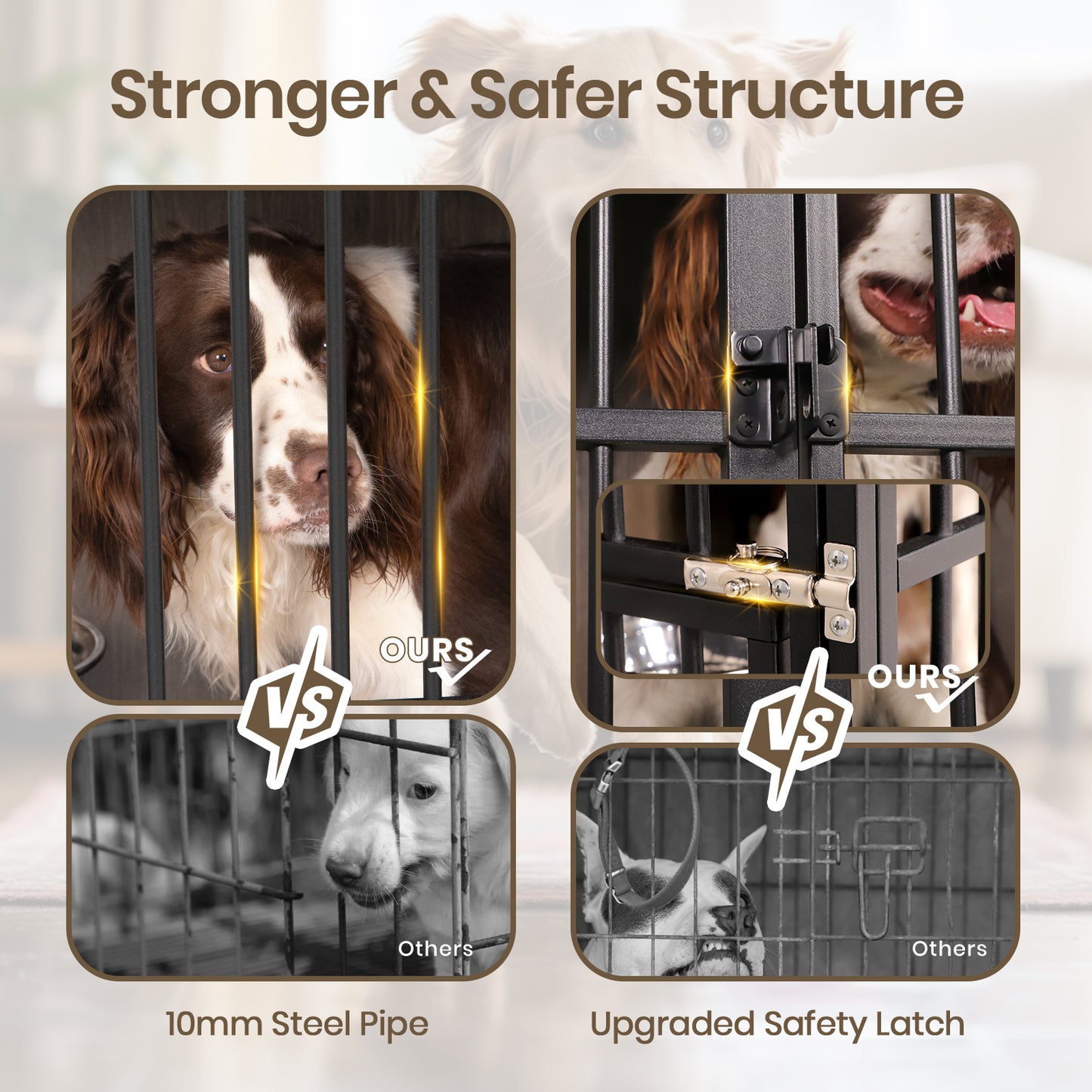 Large Wooden Dog Crate with Drawers