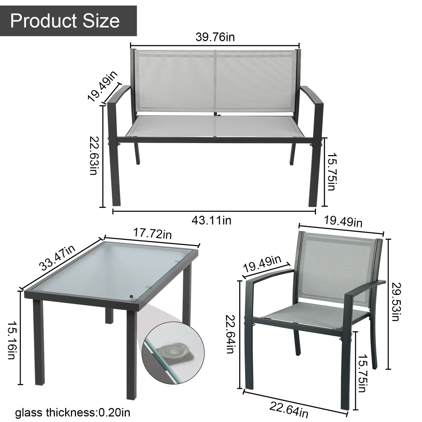 Garden Table and Chairs Set (4 pieces)