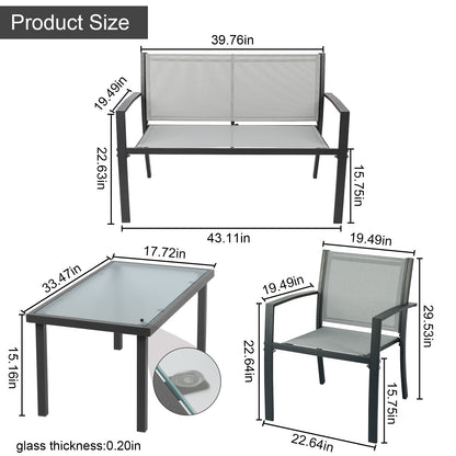 Garden Table and Chairs Set (4 pieces)