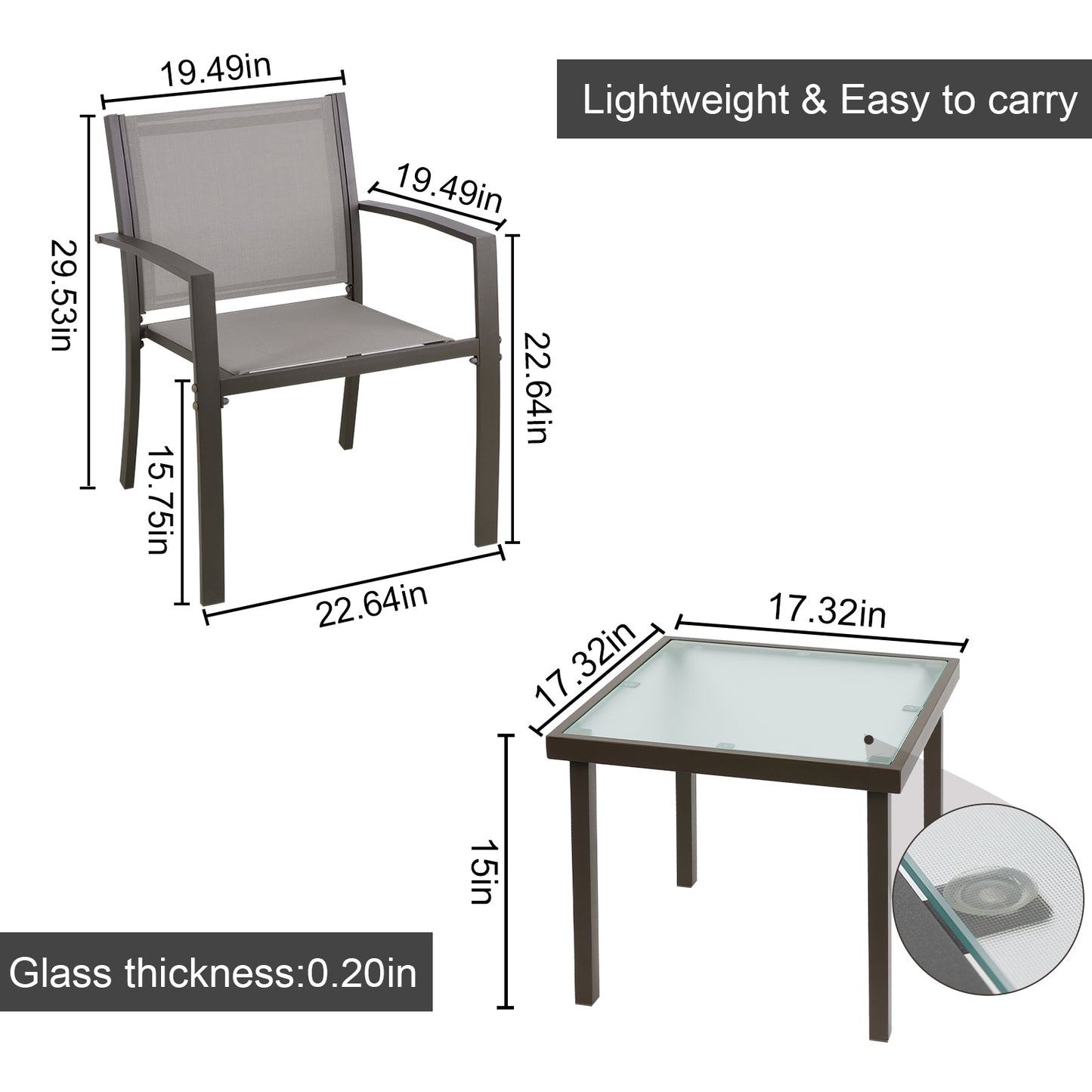 Garden Table and Chairs Set (3 pieces)
