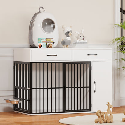 Large Wooden Dog Crate with Drawers