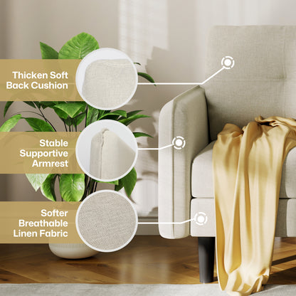 Modern 2-Seater Linen Sofa with Thicken Cushions