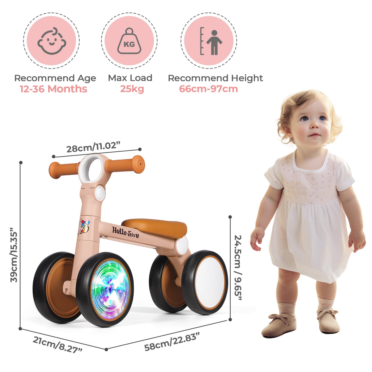 Baby Balance Bike with Lighting Wheels
