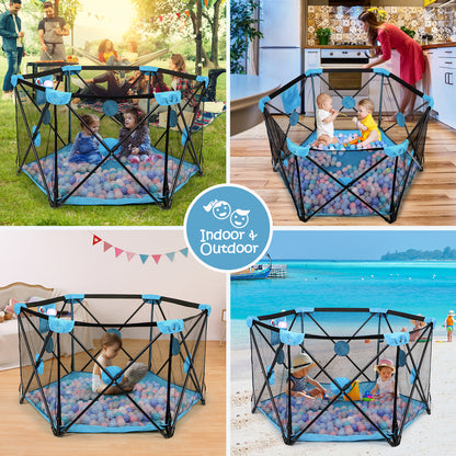 Hello5ive Baby Playpen Foldable Fence - Blue