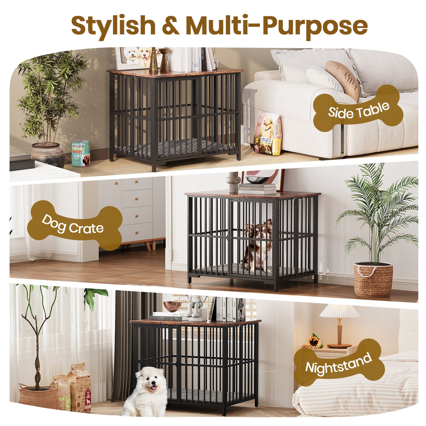 Foldable Dog Cage with Plush Mat