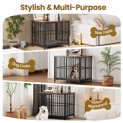 Foldable Dog Cage with Plush Mat