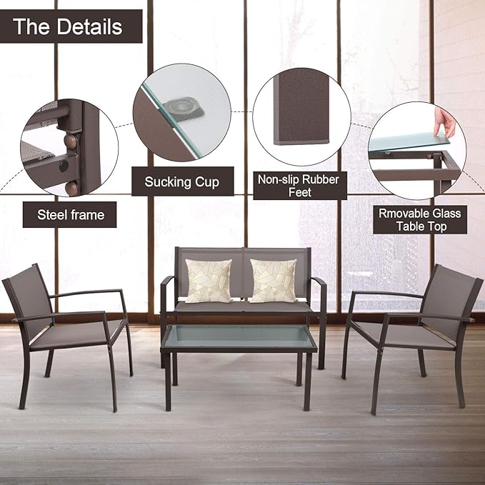 Garden Table and Chairs Set (4 pieces)