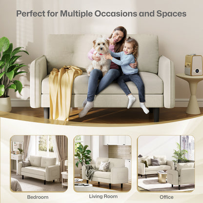 Modern 2-Seater Linen Sofa with Thicken Cushions