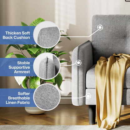 Modern 2-Seater Linen Sofa with Thicken Cushions