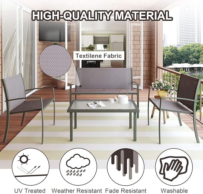 Garden Table and Chairs Set (4 pieces)
