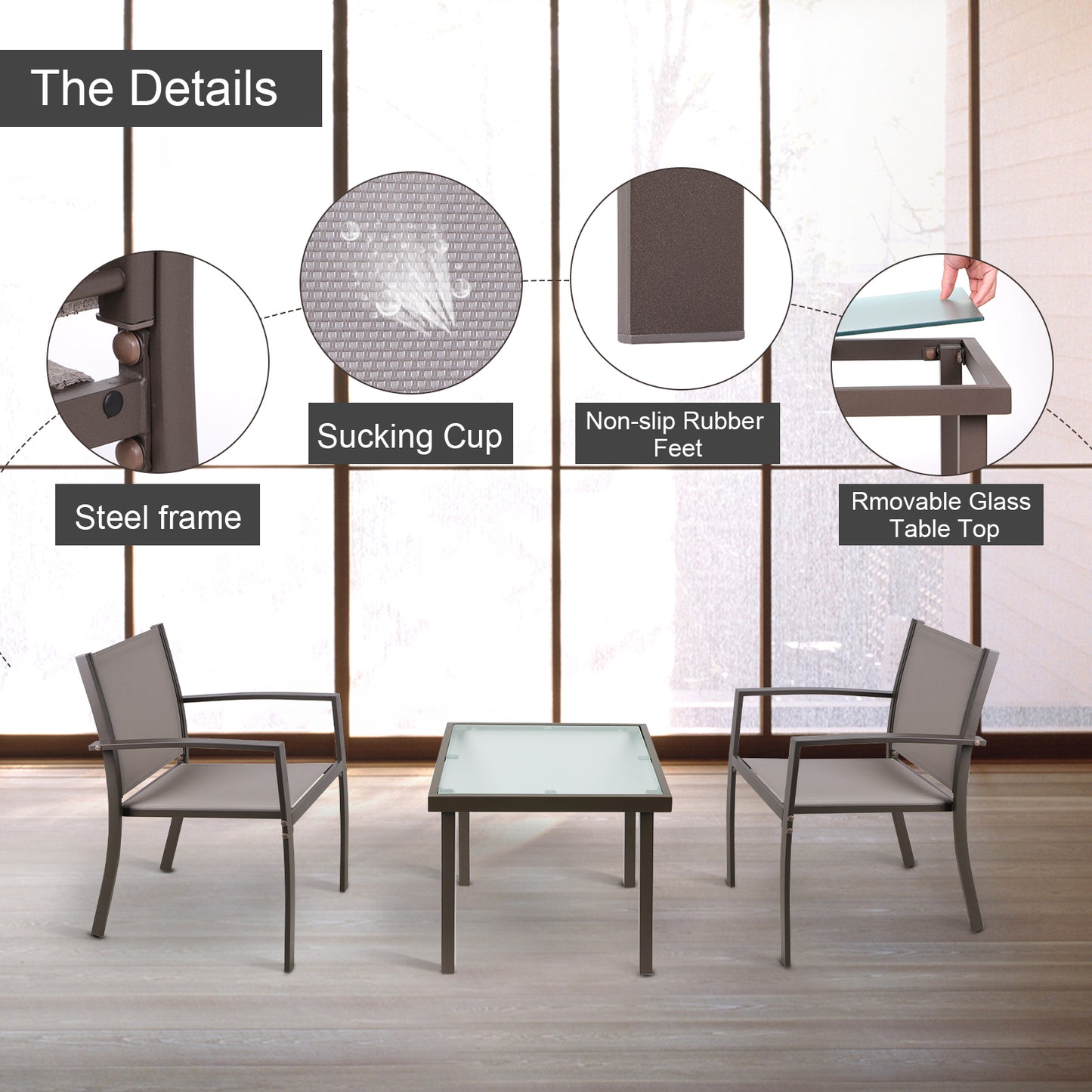 Garden Table and Chairs Set (3 pieces)
