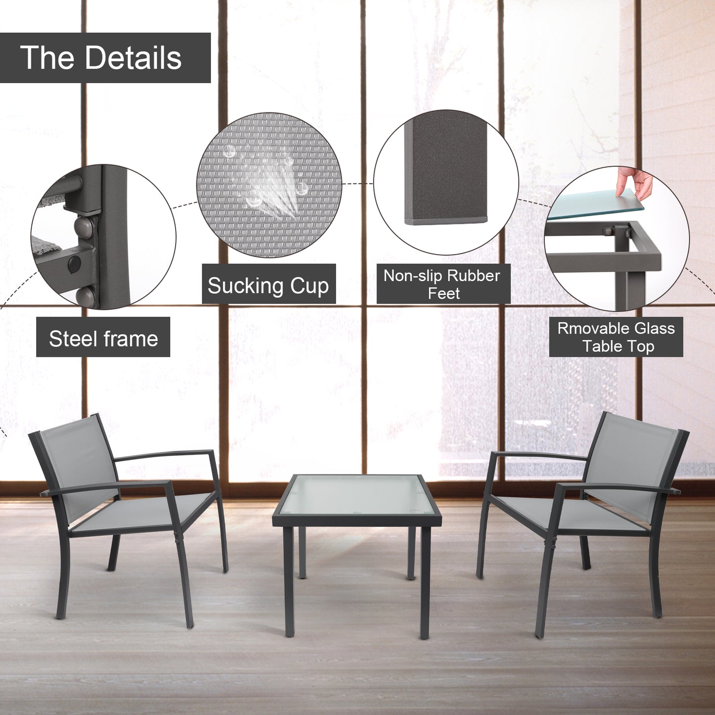 Garden Table and Chairs Set (3 pieces)