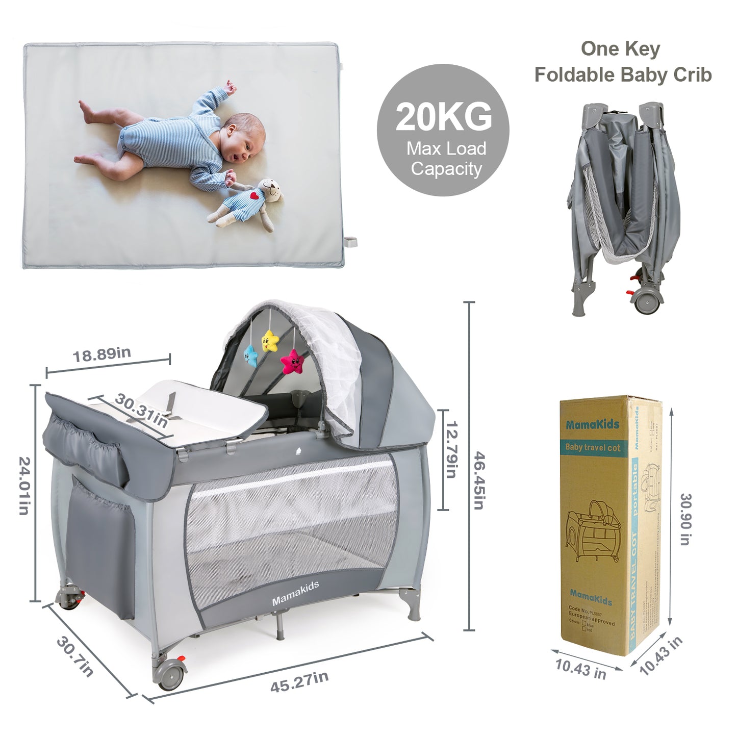 Hello5ive Foldable Baby Crib