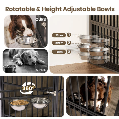 Large Wooden Dog Crate with Drawers