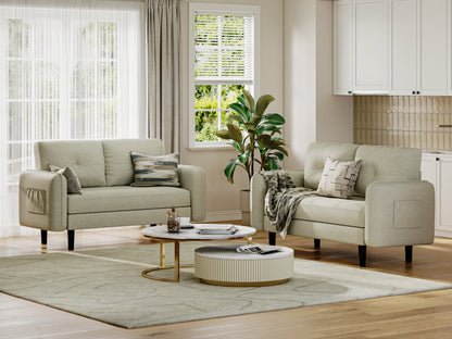 Modern 2-Seater Linen Sofa with Thicken Cushions