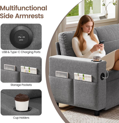 Convertible L-Shaped Sofa Bed with Storage