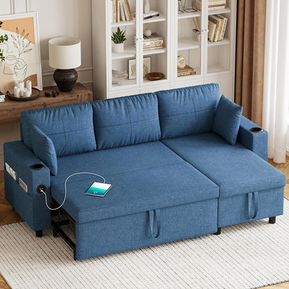 Convertible L-Shaped Sofa Bed with Storage
