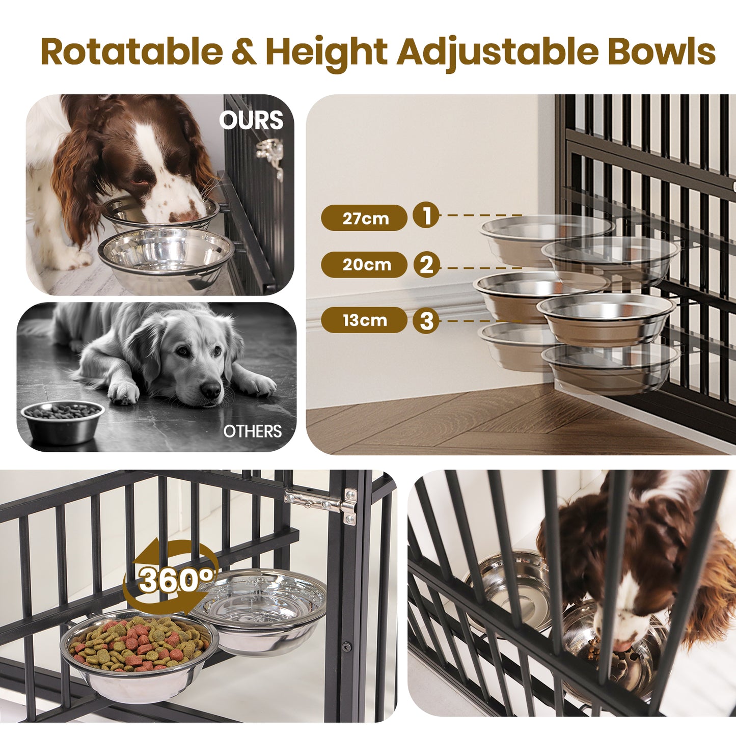 Large Wooden Dog Crate with Drawers