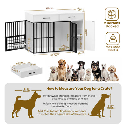 Large Wooden Dog Crate with Drawers
