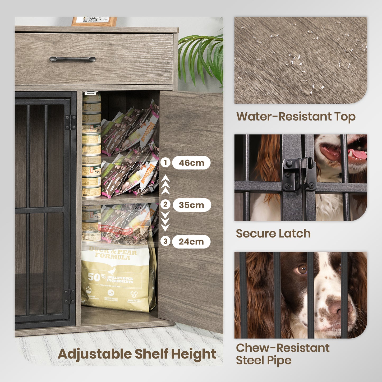 Large Wooden Dog Crate with Drawers