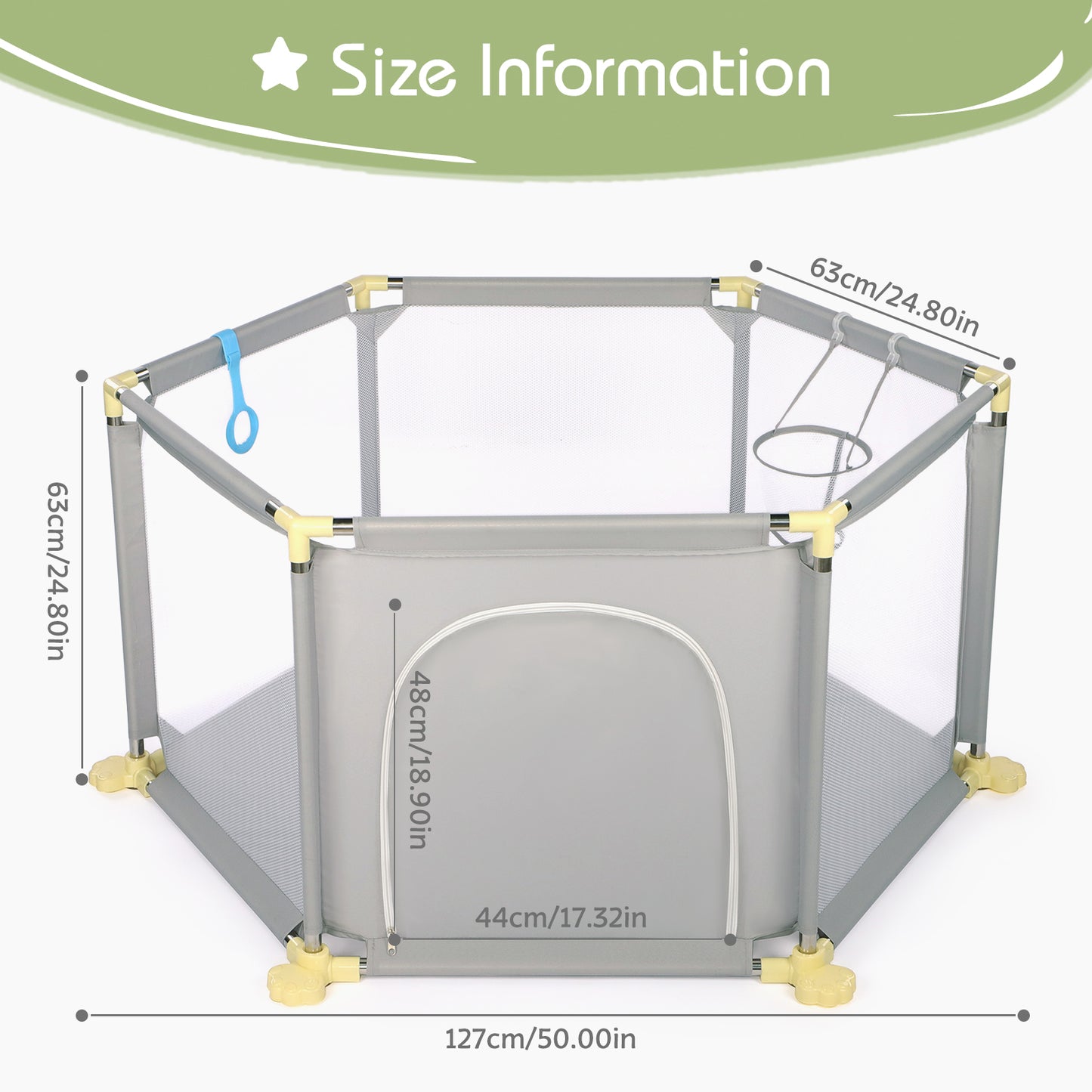 Hello5ive 6-Panel Anti-Slip Baby Playpen - Grey