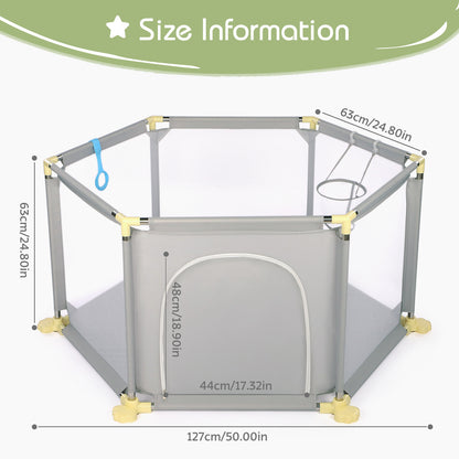 Hello5ive 6-Panel Anti-Slip Baby Playpen - Grey