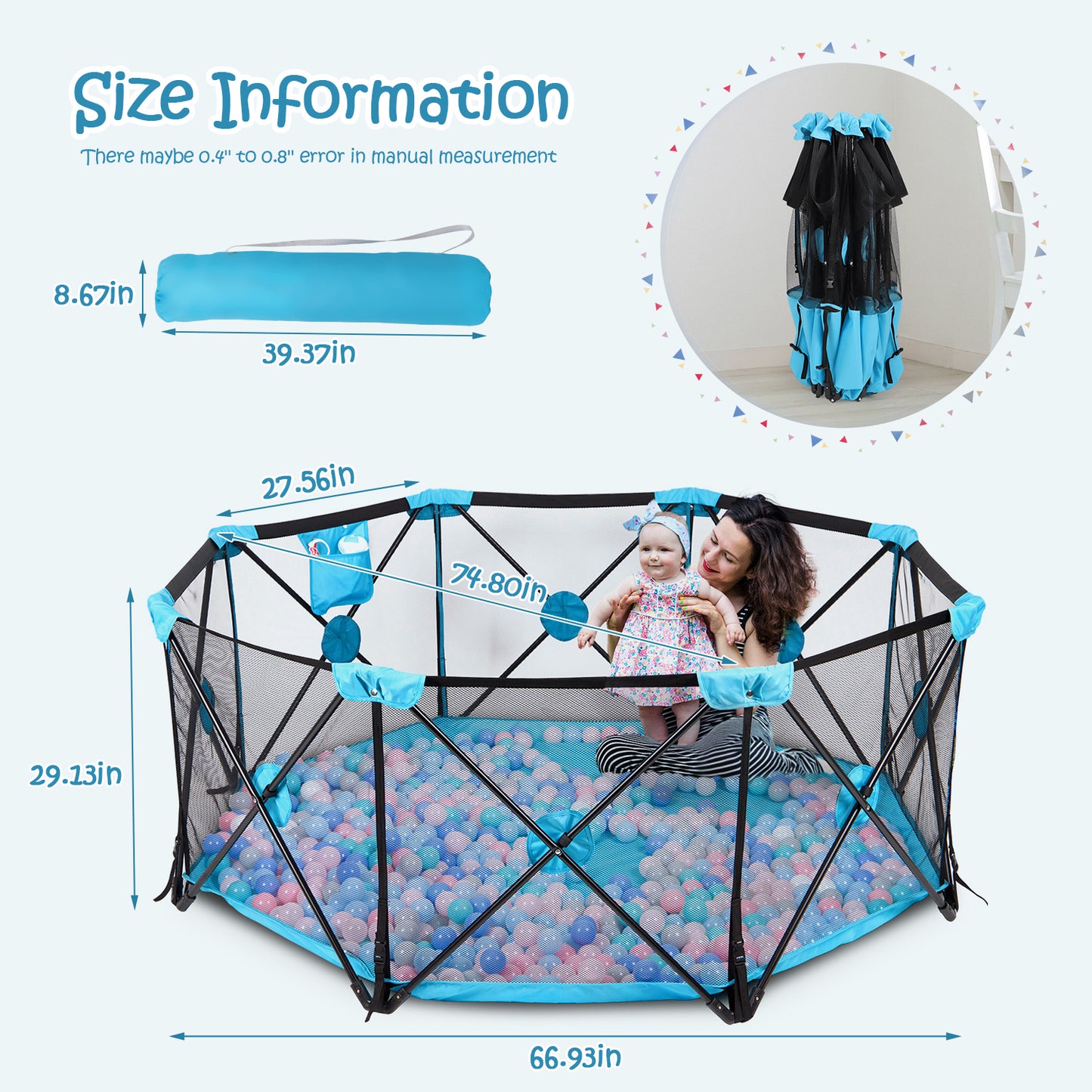 Hello5ive 8-Panel Foldable Play Yard for Baby